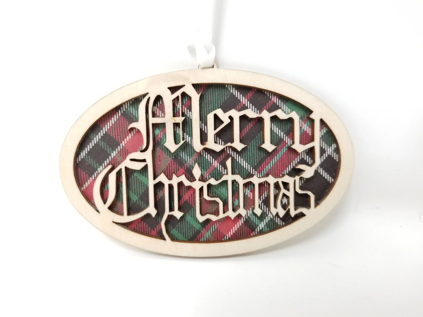 Merry Christmas Plaid Ornament Orchid Cassandra