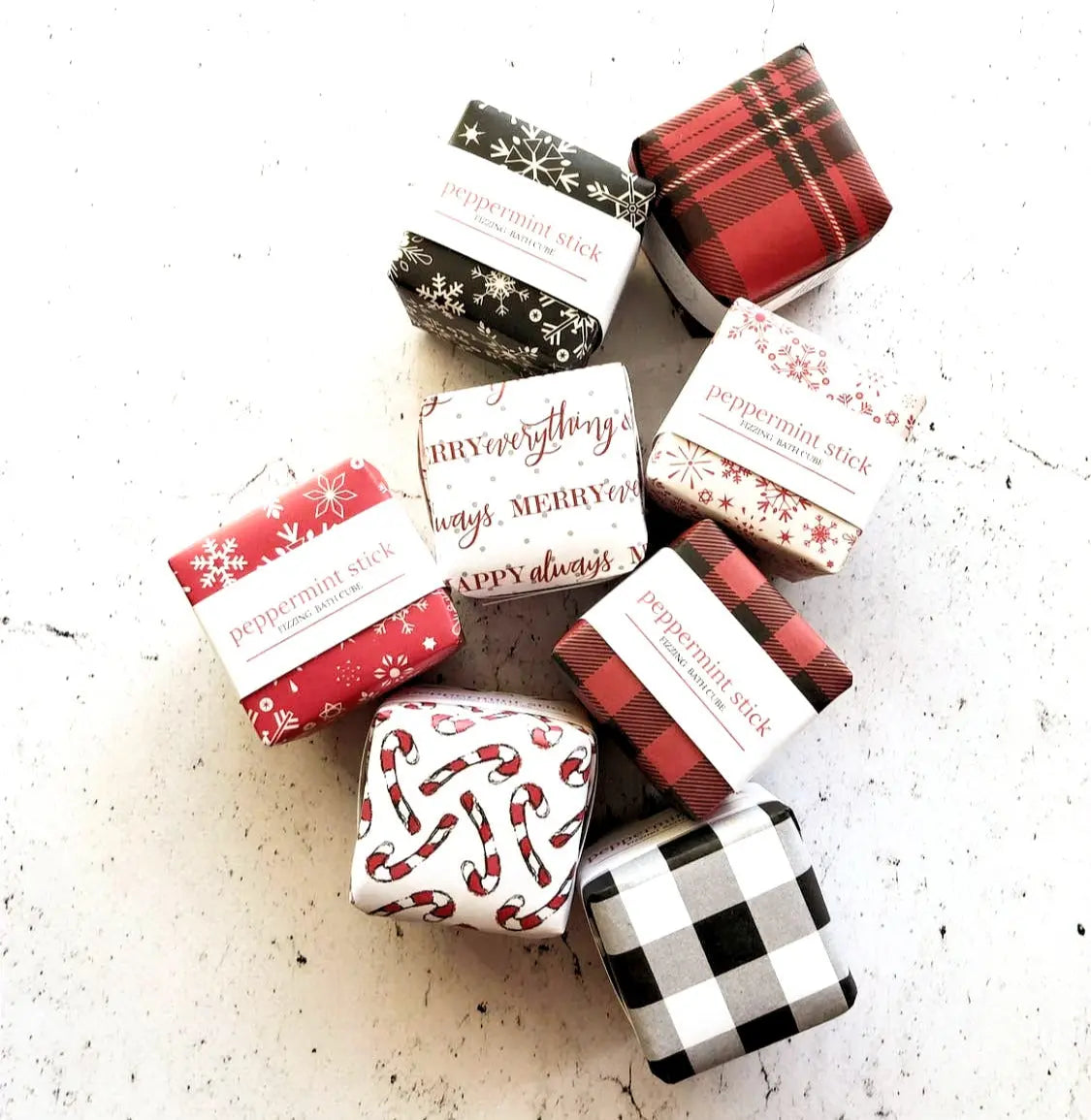 Peppermint Stick Bath Bomb Cube Yellow Shadow