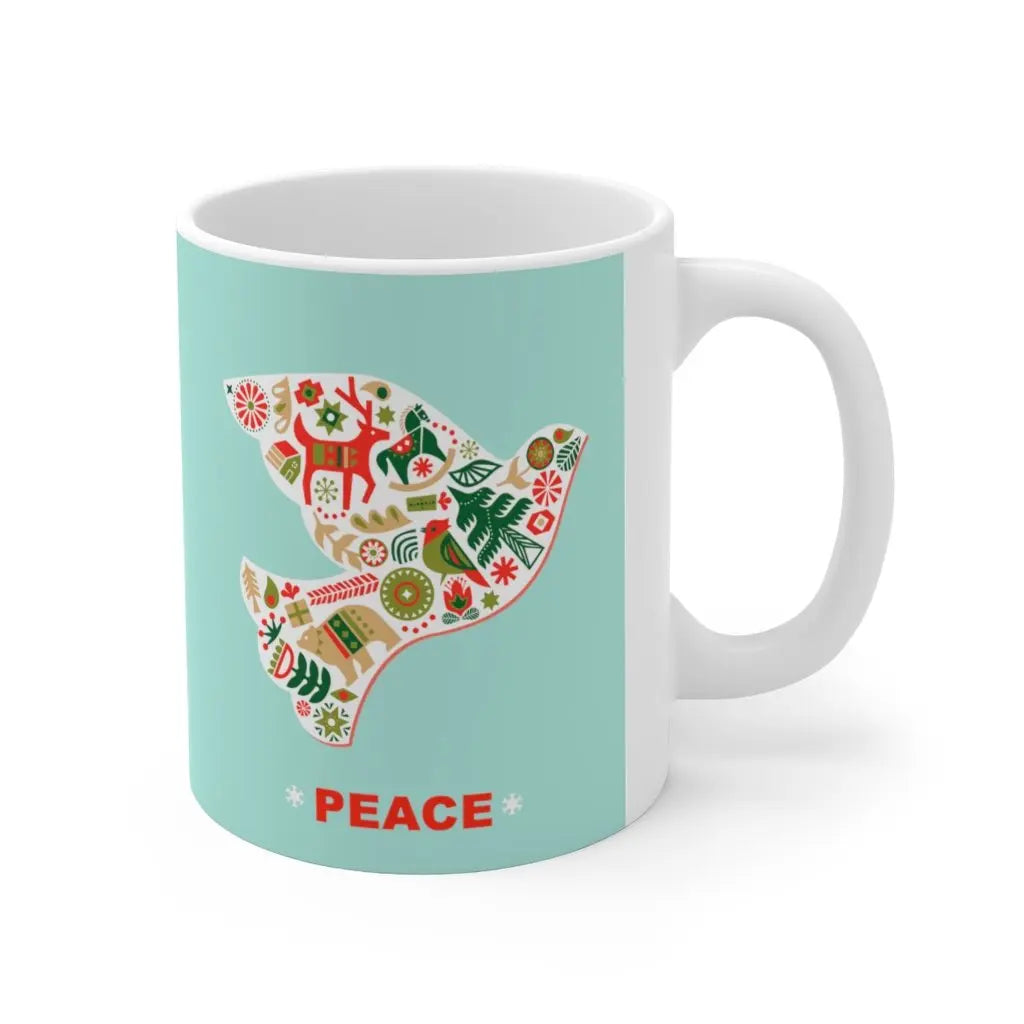 Christmas Dove with Peace Ceramic Mug 11oz Yellow Pandora