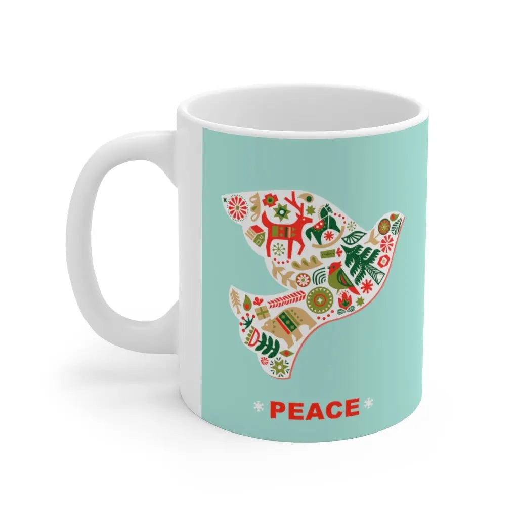 Christmas Dove with Peace Ceramic Mug 11oz Yellow Pandora