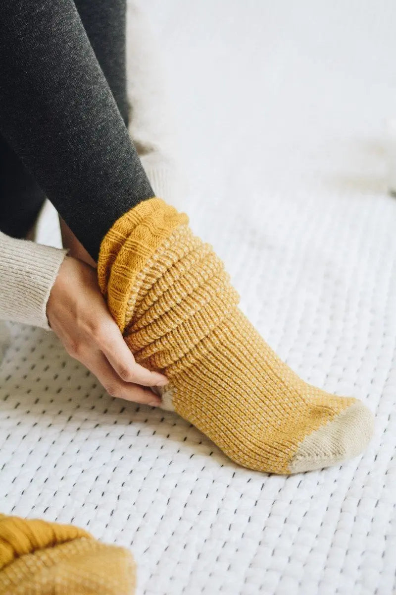 Cozy Ribbed Knit Lounge Socks Periwinkle Aether
