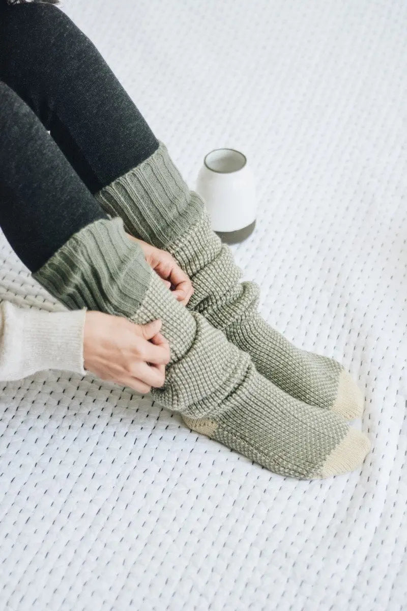 Cozy Ribbed Knit Lounge Socks Periwinkle Aether