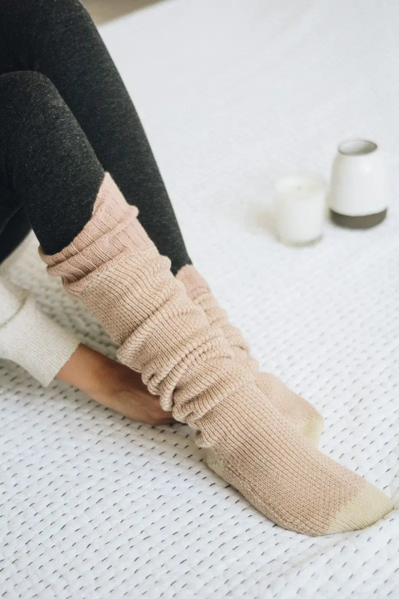 Cozy Ribbed Knit Lounge Socks Periwinkle Aether