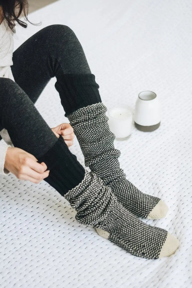 Cozy Ribbed Knit Lounge Socks Periwinkle Aether